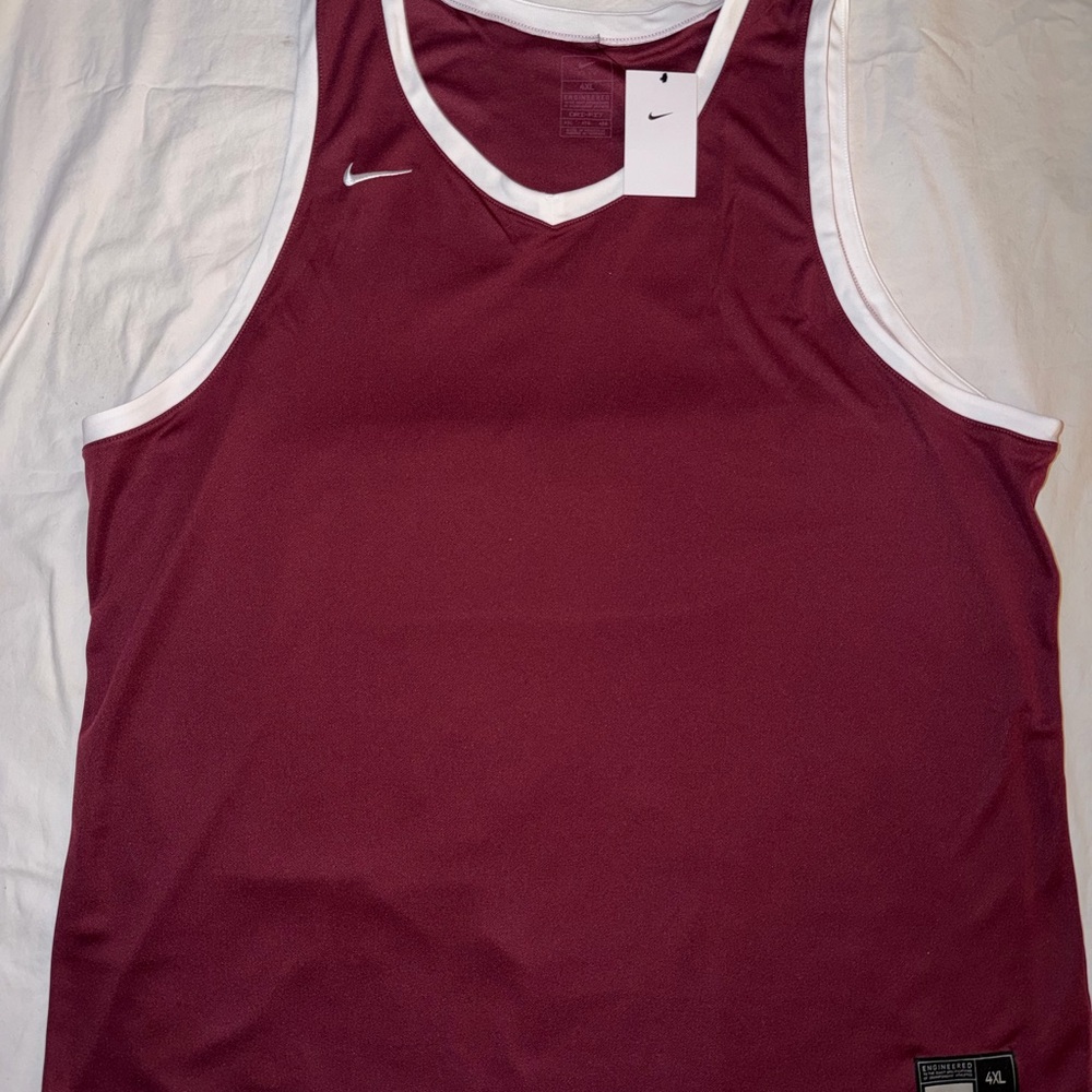 Nike Maroon and White Men's Tank Top